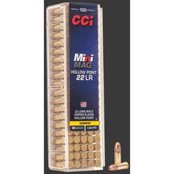 Cci Mini Mag Rimfire Copper Plated Round Nose Cartridge 22LR 40 grain 100 pk