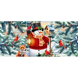 Briarwood Lane 22 in. W X 10 in. L Multi-Color Winter Lantern Snowman Polyester Door Mat