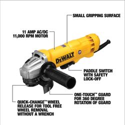 DEWALT 11 amps Corded 4-1/2 in. Small Angle Grinder Tool Only