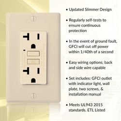 Faith 20 amps 125 V Ivory GFCI Outlet 10 pk