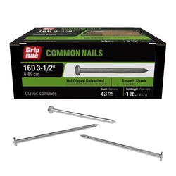 Grip-Rite 16D 3-1/2 in. Common Hot-Dipped Galvanized Steel Nail Flat Head 1 lb