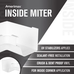 Amerimax 5 in. W X 6.25 in. L White Vinyl K Inside Miter