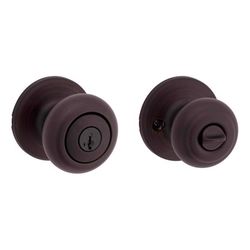 Kwikset SmartKey Security Cove Venetian Bronze Entry Door Knob KW1 2-3/4 in.