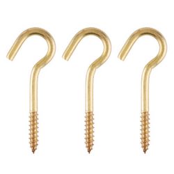 Ace Small Polished Brass Green Brass 2.5 in. L Ceiling Hook 35 lb 3 pk