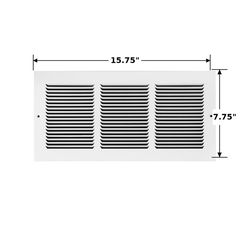 Tru Aire 6 in. H X 14 in. W 1-Way Powder Coat White Steel Floor Baseboard Register