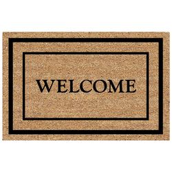 DeCoir 30 in. W X 18 in. L Black/Tan Classic Welcome Border Coir Door Mat