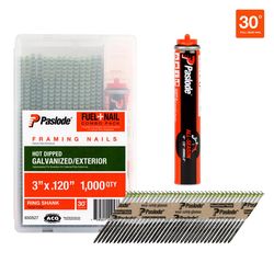 Paslode RounDrive 3 in. L Angled Strip Hot-Dip Galvanized Fuel and Nail Kit 30 deg 1000 pk