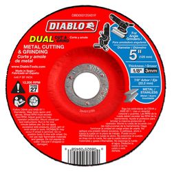 Diablo 5 in. D X 7/8 in. X 1/8 in. thick Aluminum Oxide Metal Dual Cut and Grind Disc 1 pc
