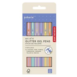 Kikkerland Inkerie Assorted Retractable Glitter Gel Pen 6 pk