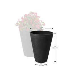 Algreen 13 in. H X 10 in. D Plastic Taper Spun Planter Black