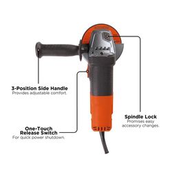 BLACK+DECKER 6 amps Corded 4-1/2 in. Angle Grinder Tool Only