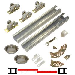 Johnson Hardware 100SD Aluminum By-Pass Door Hardware Set 1 pc