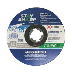 Stay Sharp 5 in. D X 7/8 in. X 1/25 in. thick X-Lock Quick Change Grinding Wheel 1 pc