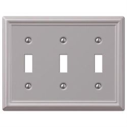 Amerelle Chelsea Brushed Nickel 3 gang Stamped Steel Toggle Wall Plate 1 pk