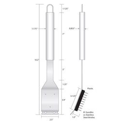 Siskiyou Sports Grill Brush with Scraper 2.5 in. H X 16 in. L X 0.54 in. W 1 pk