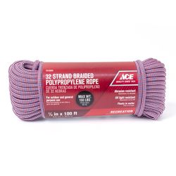 Ace 1/4 in. D X 100 ft. L Patriot - Red/White/Blue Diamond Braided Polypropylene Rope