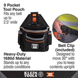 Klein Tools 9 pocket Ballistic Polyester Tool Pouch Black