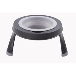 Dexas Gray Rubber 4 cups Elevated Pet Feeder For Cats/Dogs