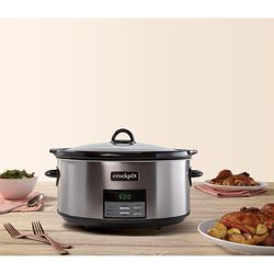 Crock-Pot 8 qt Black/Silver Stainless Steel Programmable Slow Cooker