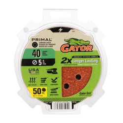 Gator 5 in. Aluminum Oxide Hook and Loop Sanding Disc 40 Grit Extra Coarse 50 pk