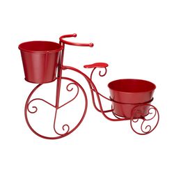 Glitzhome 15 in. H X 21.5 in. W X 6.75 in. D Metal Bicycle Plant Stand Red