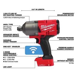 Milwaukee M18 FUEL 3/4 in. Cordless Brushless High Torque Impact Wrench Tool Only