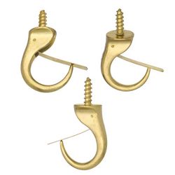 Ace Small Polished Brass Brass Steel 1.9375 in. L Cup Hook 25 lb 3 pk