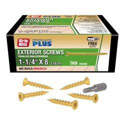 Grip-Rite PrimeGuard Plus No. 8 wire X 1-1/4 in. L Tan Star Bugle Head Deck Screws 1 lb 194 pk