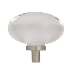 Amerock Glacio Oval Cabinet Knob 1-3/16 in. Satin Nickel Clear 1 pk