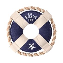 Pavilion We People For Dog Blue Cotton Life Preserver Ring Squeak Dog Toy 10 1 pk