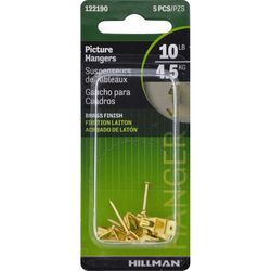 HILLMAN Brass-Plated Gold Professional Picture Hanger 10 lb 1 pk