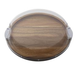 Farberware 14 in. L X 14 in. W X 3 in. Acacia Wood/Glass Charcuterie Board