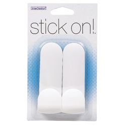 iDesign 4 in. L White Plastic Small/Medium Stick On! Tall Hook 2 pk