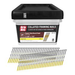 Grip-Rite 2-3/8 in. L X 12 Ga. Plastic Strip Brite Framing Nails 21 deg 1000 pk