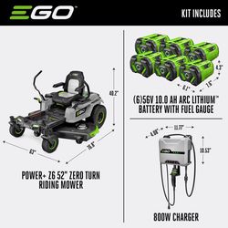 EGO POWER+ ZT5216L 52 in. 56 V Battery Zero Turn Riding Mower Kit (Battery &amp; Charger)