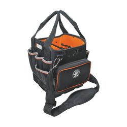 Klein Tools Tradesman Pro 10-1/4 in. W X 12-1/4 in. H Ballistic Nylon Tote Bag 40 pocket Black/Orang