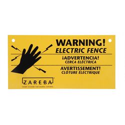 Zareba Fence Warning Sign Yellow