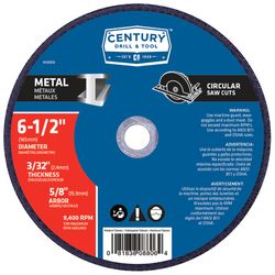 Century Drill & Tool 6-1/2 in. D X 5/8 in. X 3/32 in. thick Fiberglass A24R Cut-Off Wheel 1 pc