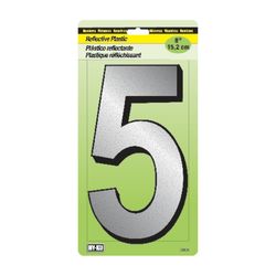 Hy-Ko 6 in. Reflective White Plastic Nail-On Number 5 1 pc