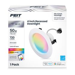 Feit Smart Home Frost White 5.1 in. W Aluminum LED Smart-Enabled Dimmable Recessed Downlight 8 W