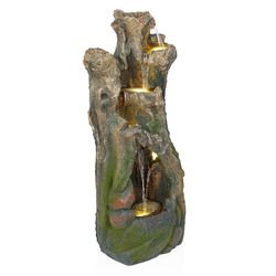 Alpine Resin/Stone Powder/Sand Assorted 40 in. H Tree Trunk Fountain with LED Light