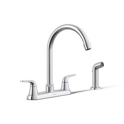 Sterling Passera Two Handle Polished Chrome Kitchen Faucet Side Sprayer Included
