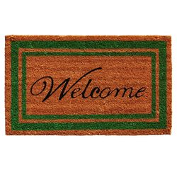 Home & More 1.58  W X 2.58  L Multi-color Green Border Welcome Coir Door Mat