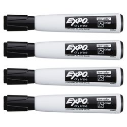 EXPO Black Chisel Tip Markers 4 pk