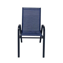 Living Accents Blue Sling Black Steel Frame Stackable Dining Chair