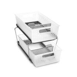 Madesmart 14.38 in. L X 9 in. W X 6.25 in. H Gray/White Tiered Shelf Organizer