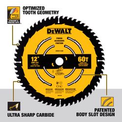 DEWALT 12 in. D X 1 in. Carbide Tipped Finishing Saw Blade 60 teeth 1 pk