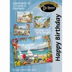 Divinity Happy Birthday Coastal Adirondack Chairs Boxed Card Paper 12 pk