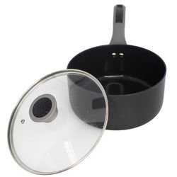 Imusa Mirro Ceramic Coated Aluminum Sauce Pan With Lid 2 qt Black