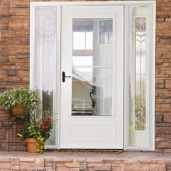 Larson 81 in. H X 32 in. W Vinyl/Wood White Mid-View Reversible Self-Storing Storm Door